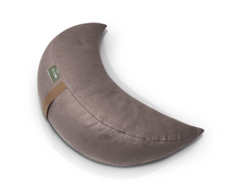 Załaduj obraz do przeglądarki galerii, poduszka pół księżyc wypełniony gryką z brązowym pokrowcu z lnu