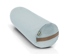 Załaduj obraz do przeglądarki galerii, Duży wałek gryczany w pokrowcu z lnu i bawełny w kolorze jasno szarym