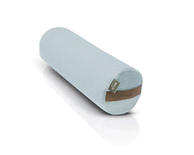 Load image into Gallery viewer, mały wałek gryczany w pokrowcu z lnu i bawełny w kolorze jasno szarym