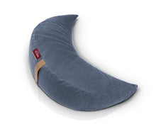 Load image into Gallery viewer, poduszka księżycowa wypełniona gryką w pokrowcu welurowym w kolorze niebieskim