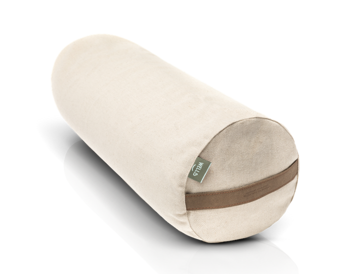Bolster do jogi z gryki w pokrowcu lniano bawełnianym w kolorze piaskowym