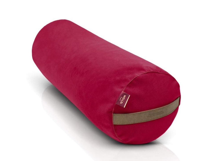 Bolster do jogi wypełniony łuską gryki w kolorze malinowym