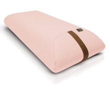 Load image into Gallery viewer, poduszka kopertowa z pianki poliuretanowej w pokrowcu z lnu i bawełny w kolorze jasno  różowym
