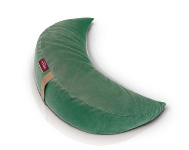 poduszka księżycowa wypełniona gryką w pokrowcu welurowym w kolorze  zielonym